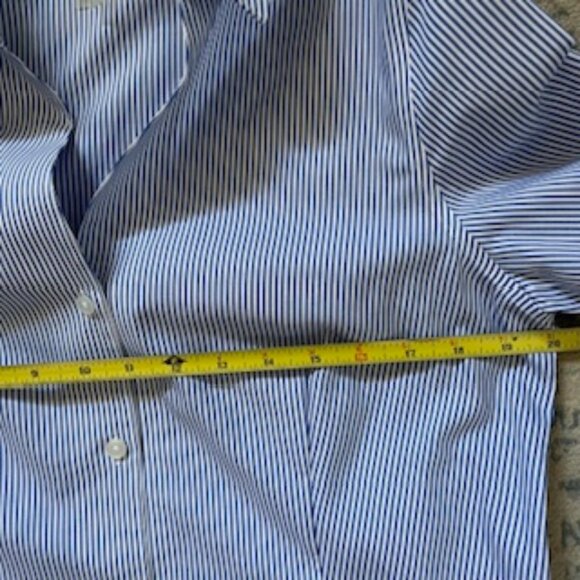 Anne Klein Blue Striped Button Down Shirt - Picture 5 of 9